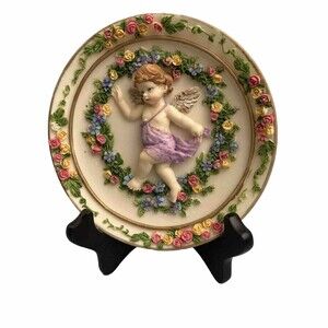 Hand painted 3D floral design decorative plate 6 Inch